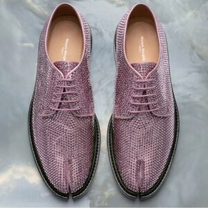 *rare* MAISON MARGIELA Tabi Rhinestone Embellished Derby Shoes in Pink Womens 6